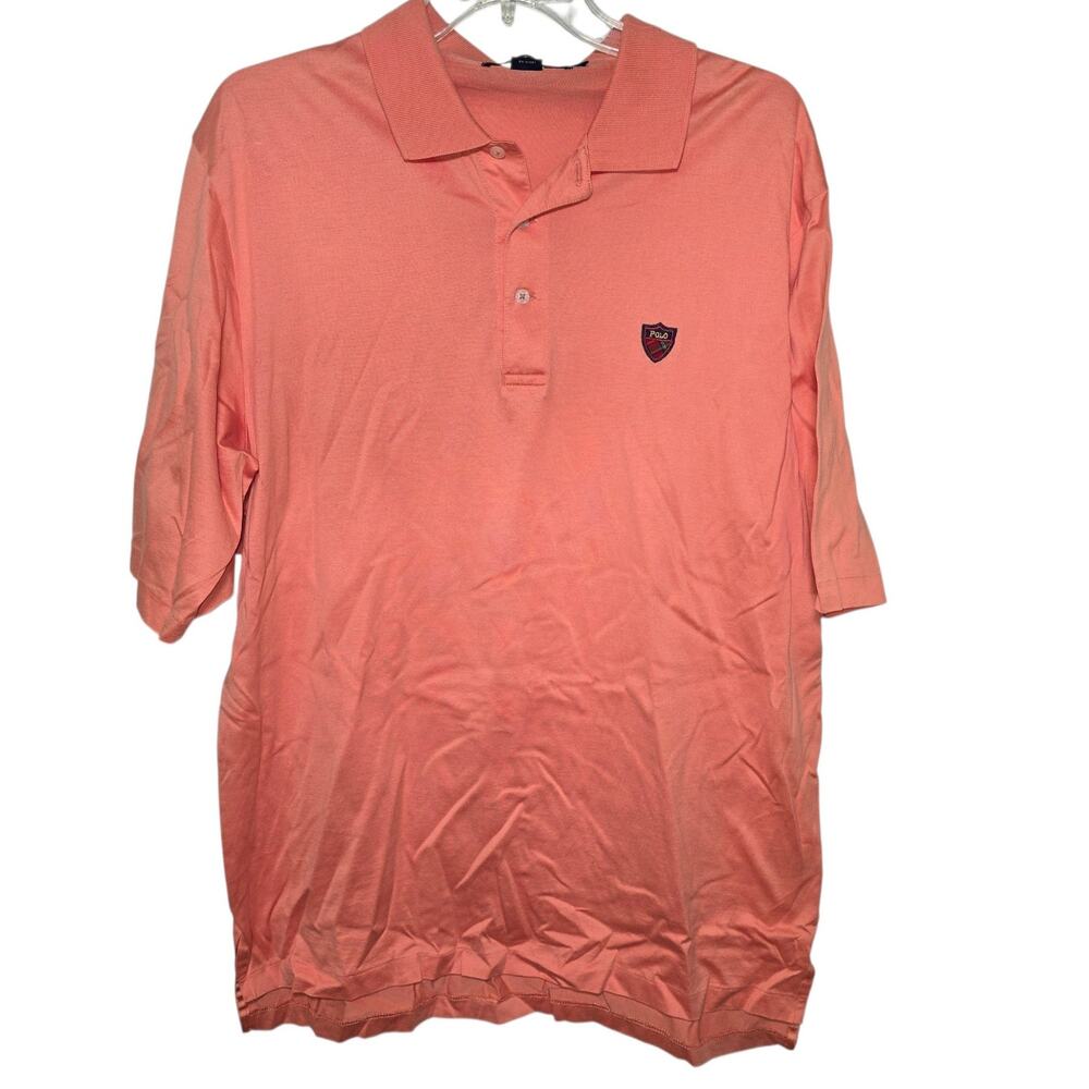 Polo Golf Ralph Lauren Mens Size Lg Short Sleeve Shirt Orange Pristine Crest - Picture 2 of 5